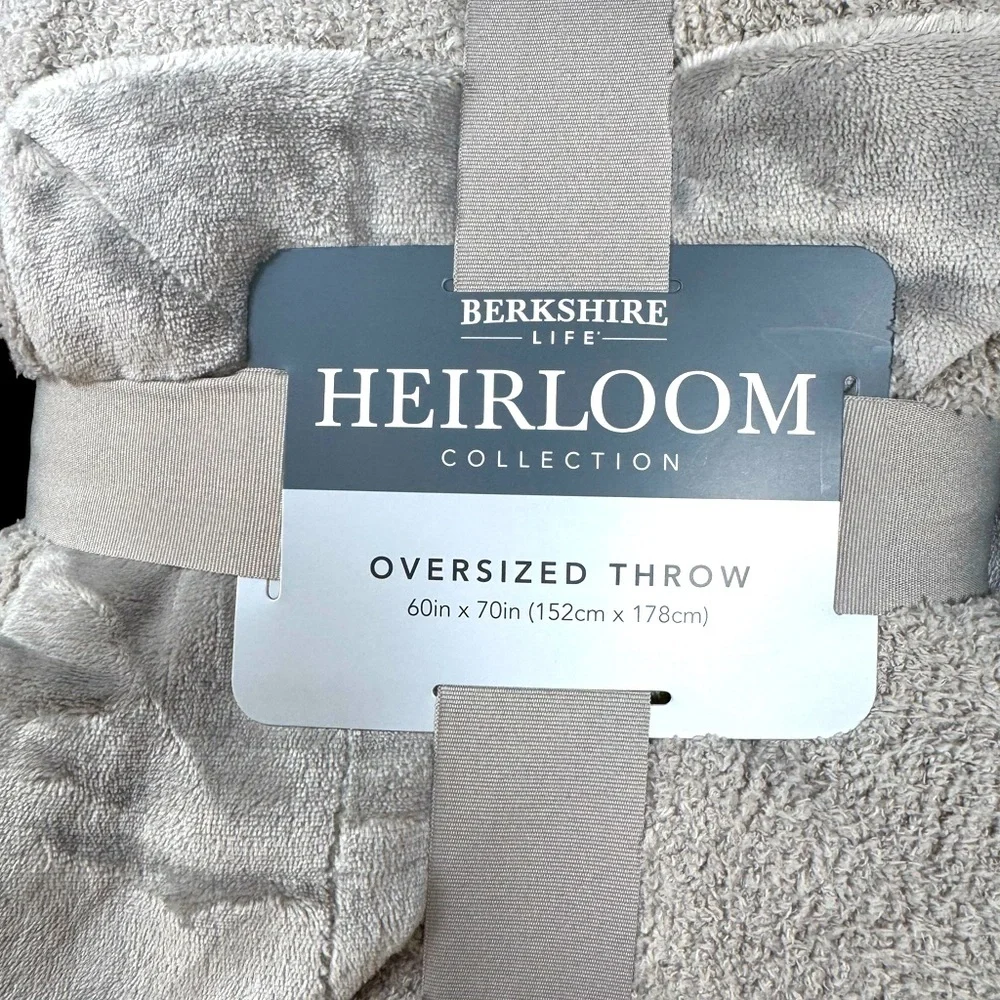 Berkshire Heirloom Collection Reversible Plush Oversized Throw in Grey 60”x70”